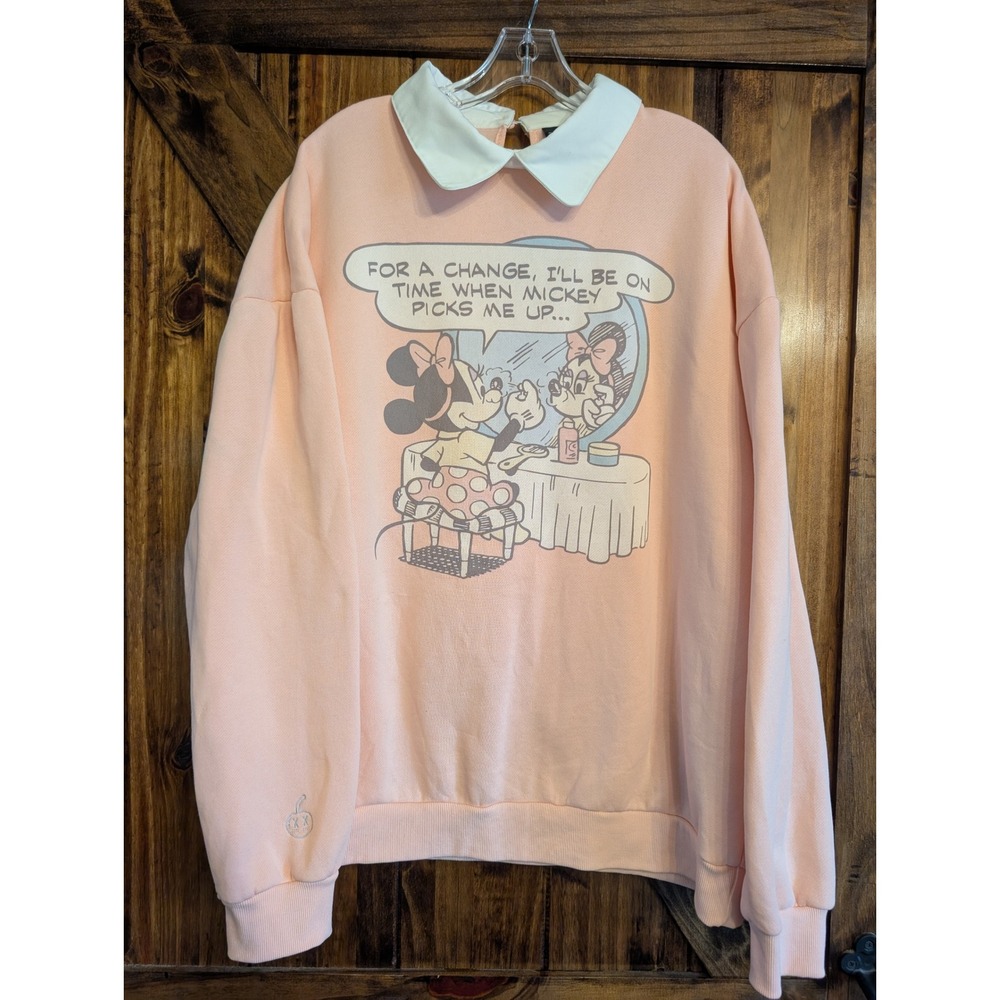Cakeworthy Disney Minnie Mouse Pink Collared Sweatshirt 2XL Graphic Pullover